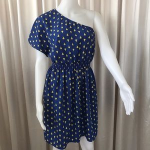 Summer Dress One Shoulder Blue & Yellow - Medium